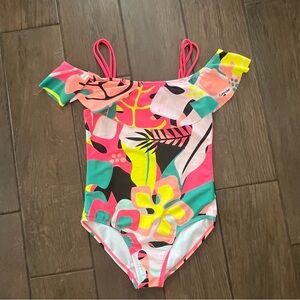 Calvin Klein Girls Tropical Flutter Swimsuit One Piece size Large 12-14 Girls